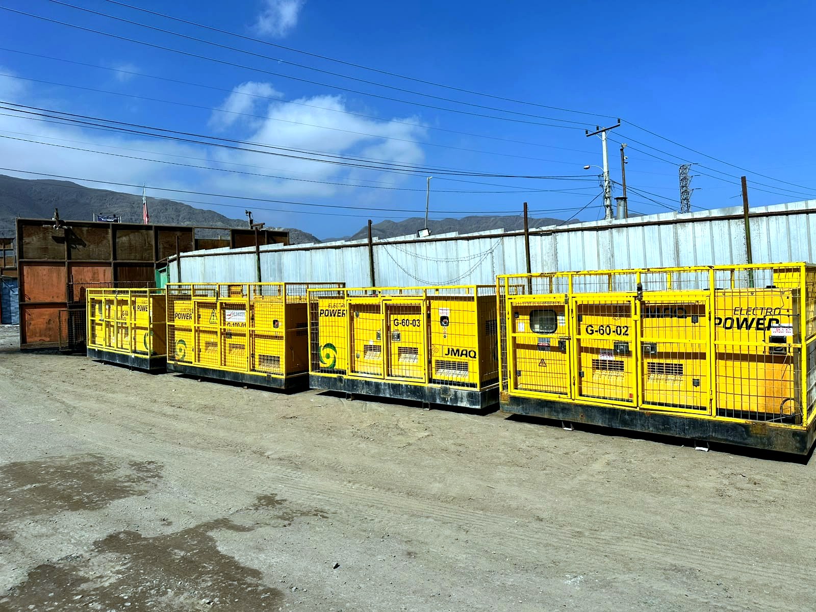 Flota de grupos electrógenos Jmaq Spa en bodega