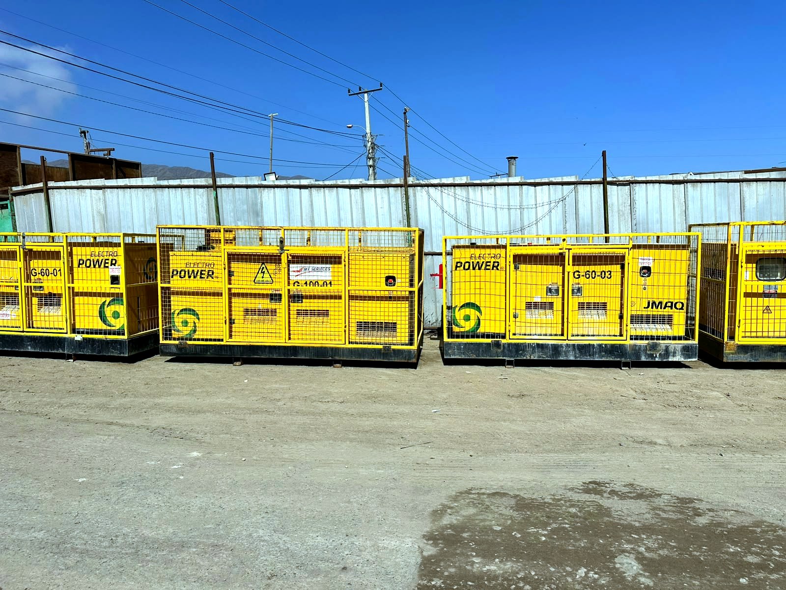 Grupos electrógenos G-60-01, G-100-01 y G-60-03 en bodega Jmaq Spa